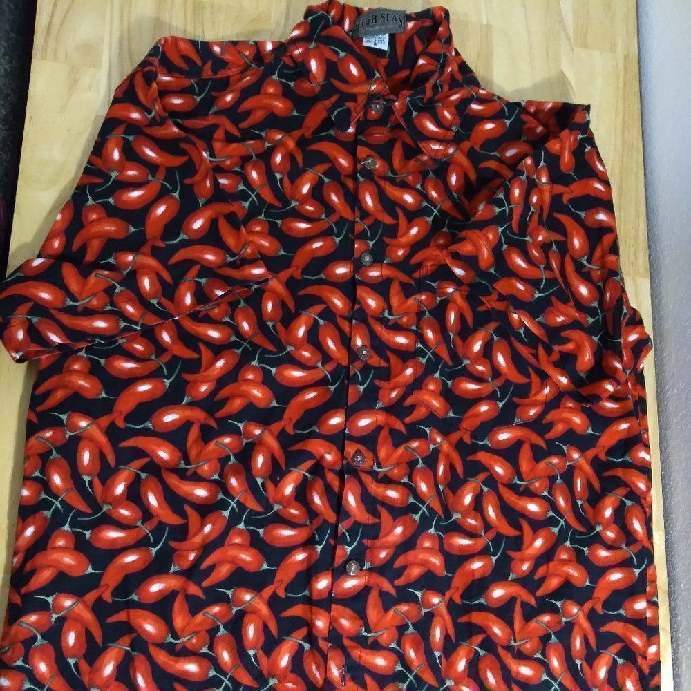 Vintage High Seas Red Hot Chili Peppers Pattern Hawaiian Shirt